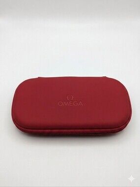 Genuine Omega Red Zippered Watch Service Travel Case Pouch Storage Clamshell